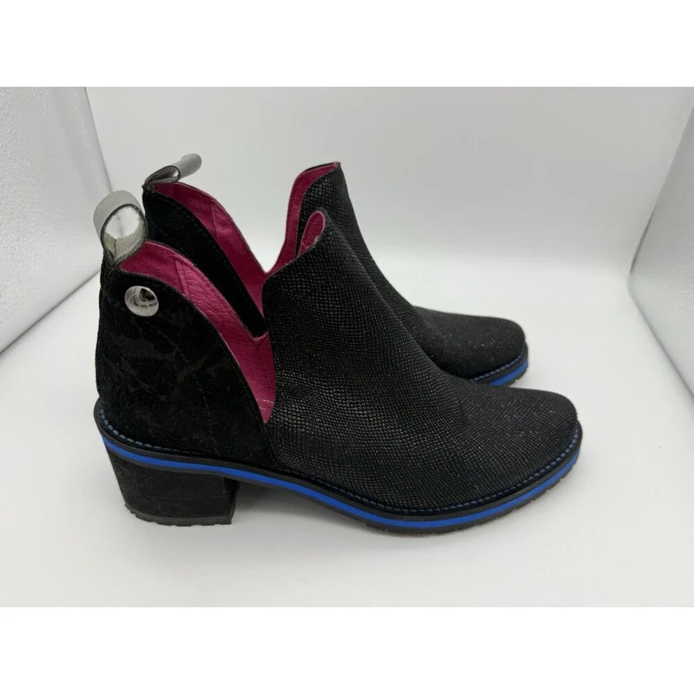 Chanii B Zippette Ankle Boots Womens 36 (5.5 US) Sparkle Floral Suede Whimsigoth